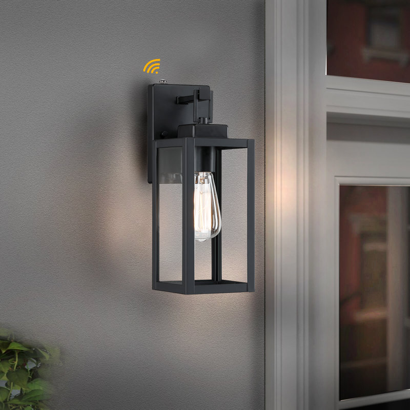 17 Stories 1Light Matte Black Outdoor Wall Lantern with Dusk to Dawn